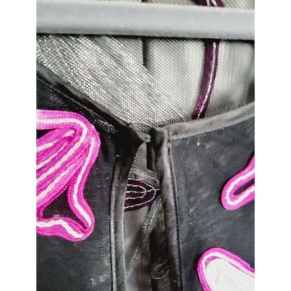 Chico's 1 Mesh Floral Embroidered Jackets‎ Size Medium Purple Black White - Picture 3 of 7